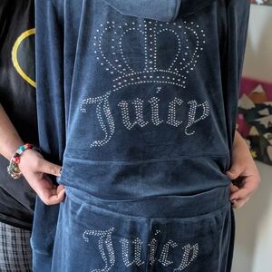 Juicy Couture Woman's Velour Crystal Logo Tracksuit M-L- Blue